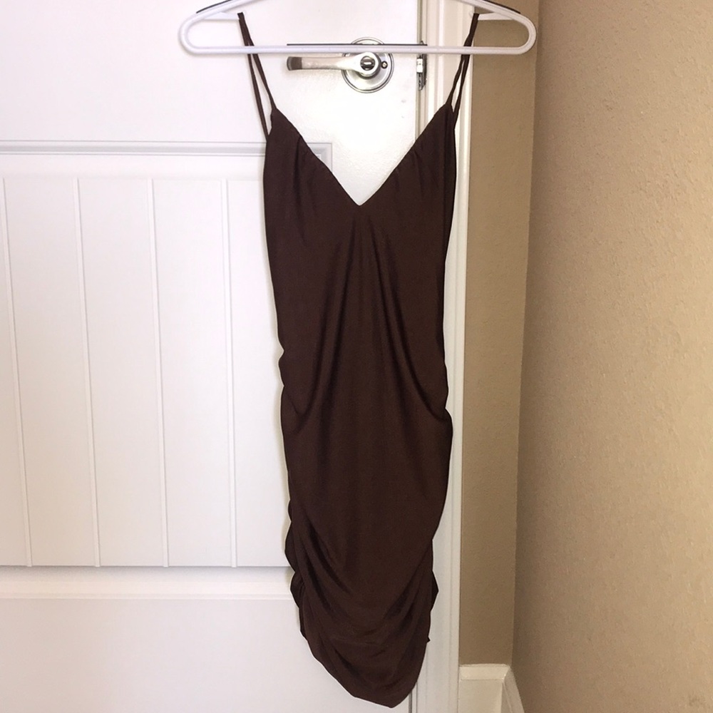 TIGER MIST CHOCOLATE LOW BACK MINI DRESS